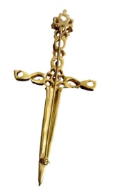 VINTAGE TRIFARI EUGENIE-STYLE RED TOPAZ SWORD BROOCH