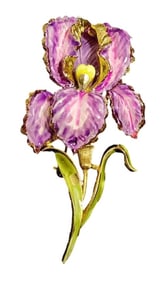 VINTAGE COROCRAFT LAVENDER ENAMEL ORCHID BROOCH