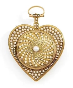 18TH CENTURY GOLD AND PEARL PENDANT WATCH