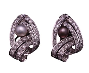 ART DECO PLATINUM DIAMOND EARRINGS