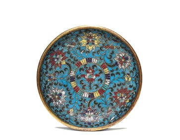 A CLOISONNÉ ENAMEL 'LOTUS' DISH
