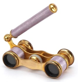 FRENCH VIOLET GUILLOCHÉ ENAMEL OPERA GLASSES