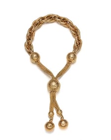 EUROPEAN ANTIQUE JEWELRY: 1950S FRENCH 18K GOLD SPHERE FRINGE BRACELET