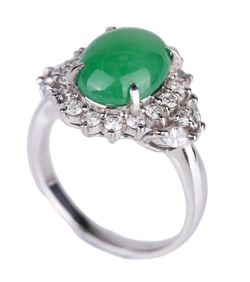 NATURAL JADEITE AND DIAMOND RING