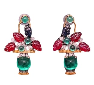 EMERALD BASKET-STYLE EARRINGS