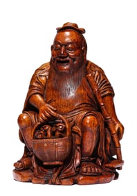 A BAMBOO CARVED 'FIGURES' ORNAMENT