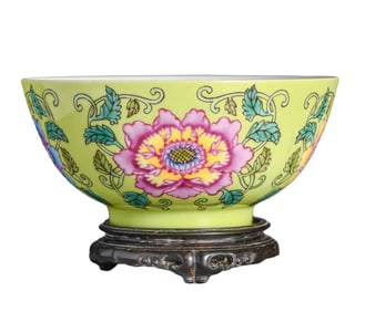 A GREEN-GLAZED'FLORAL' BOWL