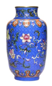 A YANGCAI 'FLORAL' LANTERN-SHAPED VASE