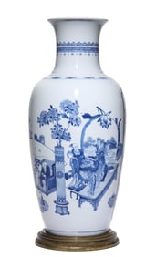 A BLUE AND WHITE 'FIGURE SCENES' VASE