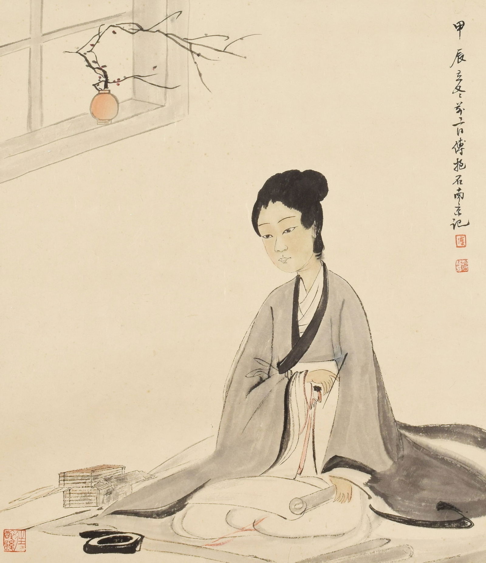 FU BAOSHI (1904-1965), ATTRIBUTED TO, FIGURE: FU BAOSHI (1904-1965), ATTRIBUTED TO, FIGURE Dimensions: Length: 67 cm (26.4 in.), Width: 57 cm (22.4 in.). All measurements are approximate.