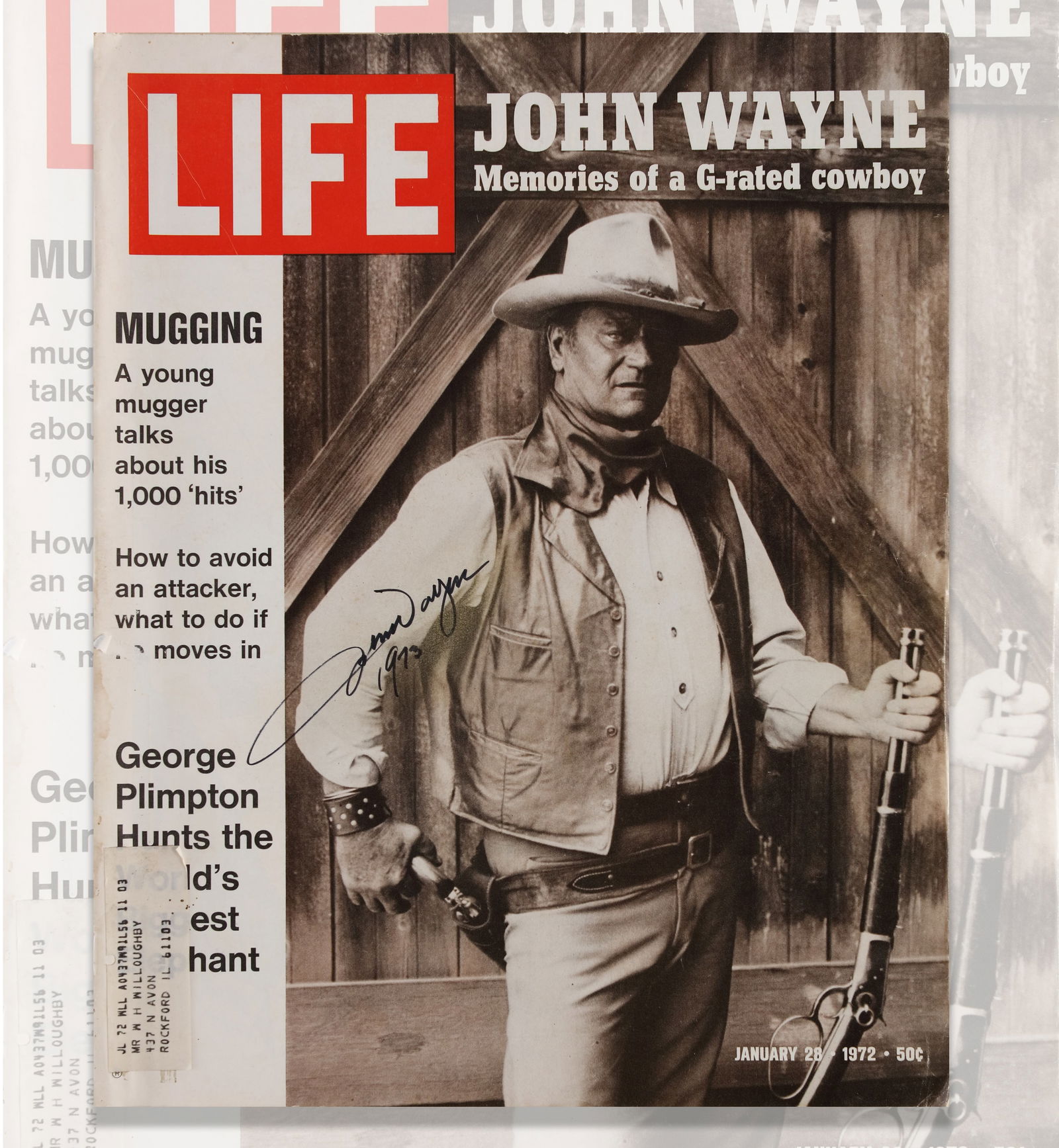 JOHN WAYNE SIGNED, LIFE MAGAZINE - JANUARY 28, 1972 ISSUE (1 of 4)
