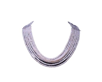 DESIGNER 18K GOLD DIAMOND AND PEARL COLLAR NECKLACE