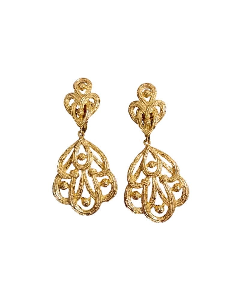 VINTAGE TRIFARI GOLD-TONE "LAVA" ROPE-KNOT EARRINGS: VINTAGE TRIFARI GOLD-TONE "LAVA" ROPE-KNOT EARRINGS