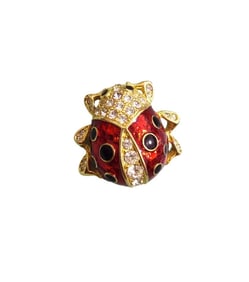 VINTAGE ENAMEL AND RHINESTONE LADYBUG BROOCH