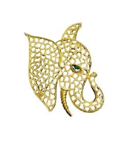 TRIFARI GOLD-TONE "LAVA" PIERCED ELEPHANT BROOCH