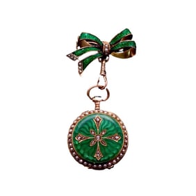 18K GOLD ENAMEL POCKET WATCH