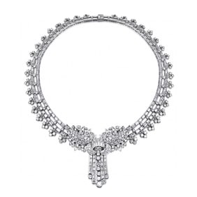 PLATINUM FULL PAVE DIAMOND EVENING NECKLACE