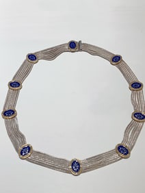 ROYAL-BLUE ENAMEL NECKLACE