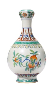 A DOUCAI 'FRUIT-AND-FLOWER' GARLIC-HEAD SHAPED VASE