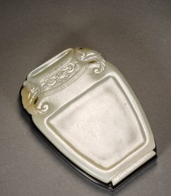 A WHITE JADE 'ELEPHANT' INKSTONE