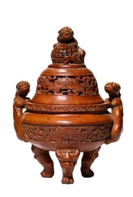 A BAMBOO 'TAOTIE' CENSER