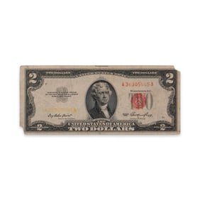 MARILYN MONROE SIGNED $2 RED SEAL NOTE, SERIES 1953