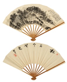 HUANG BINHONG (1865-1955), ATTRIBUTED TO, LANDSCAPE AND CALLIGRAPHY