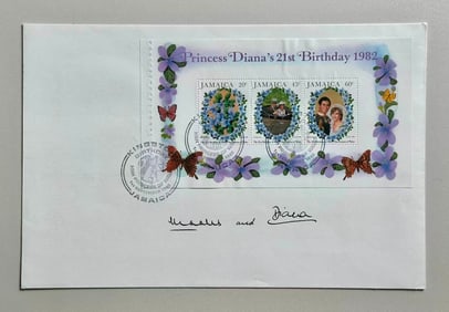 PRINCESS DIANA AND KING CHARLES III, JOINTLY SIGNED ENVELOPE