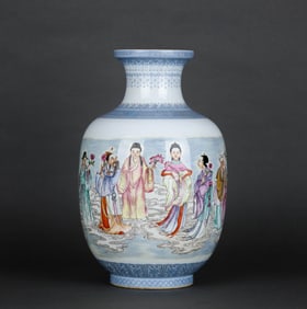 A ENAMEL 'FLOWER MONTH' VASE