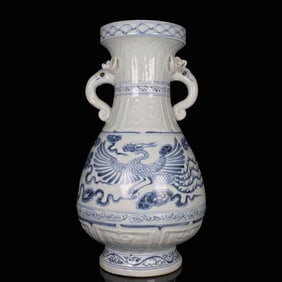 A BLUE AND WHITE 'CLOUD AND PHOENIX'  VASE