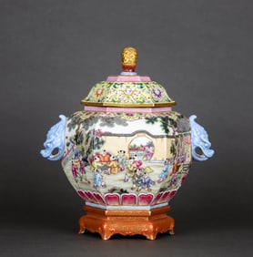 A FAMILLE ROSE 'FIGURES' JAR