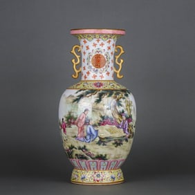 A FAMILLE ROSE 'FIGURES' VASE