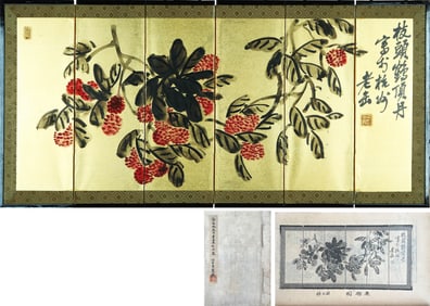 WU CHANGSHUO (1844-1927), ATTRIBUTED TO, CRANE'S CREST RED ON THE BRANCH