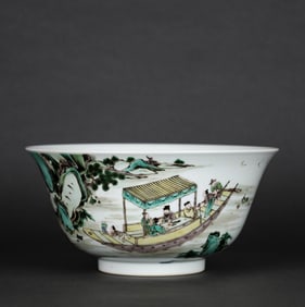 A WUCAI 'LANDSCAPE AND FIGURES' BOWL