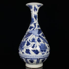 A BLUE AND WHITE 'PHOENIX AMONG PEONY' YUHUCHUNPING