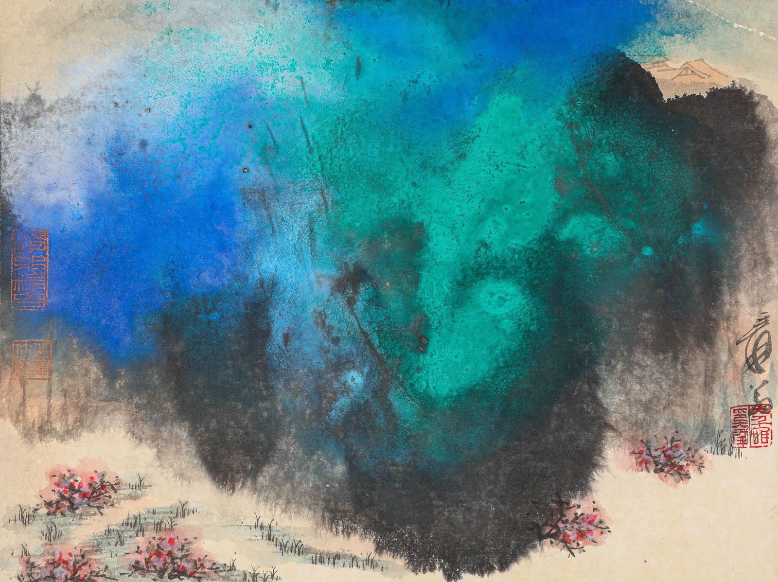 ZHANG DAQIAN (1899-1983), ATTRIBUTED TO, SPLASHED COLOR LANDSCAPE (1 of 5)