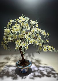 A CLOISONNé AND JADE WHITE BEGONIA LANDSCAPE