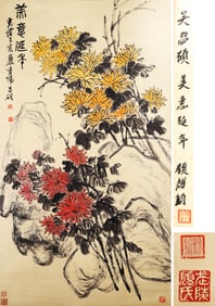 WU CHANGSHUO (1844-1927), ATTRIBUTED TO, GOOD WISHES FOR LONGEVITY