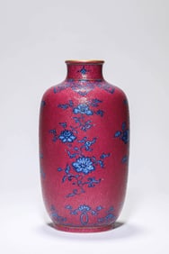 A CHERRY-RED 'SPIRAL FLORAL' VASE