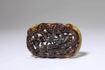 A JADE 'DRAGON' BELT PLAQUE
