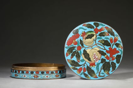 A CLOISONNé ENAMEL 'MANY SONS' COVERED BOX