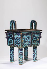 A CLOISONNé ENAMEL 'TAOTIE' DING