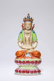 A FAMILLE-ROSE FIGURE OF AMITAYUS