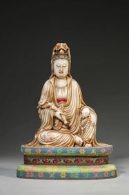 A WHITE MARBLE FIGURE OF RELAXED AVALOKITESHVARA