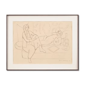 HENRI MATISSE (1869-1954), ATTRIBUTED TO, PENCIL ON CANVAS