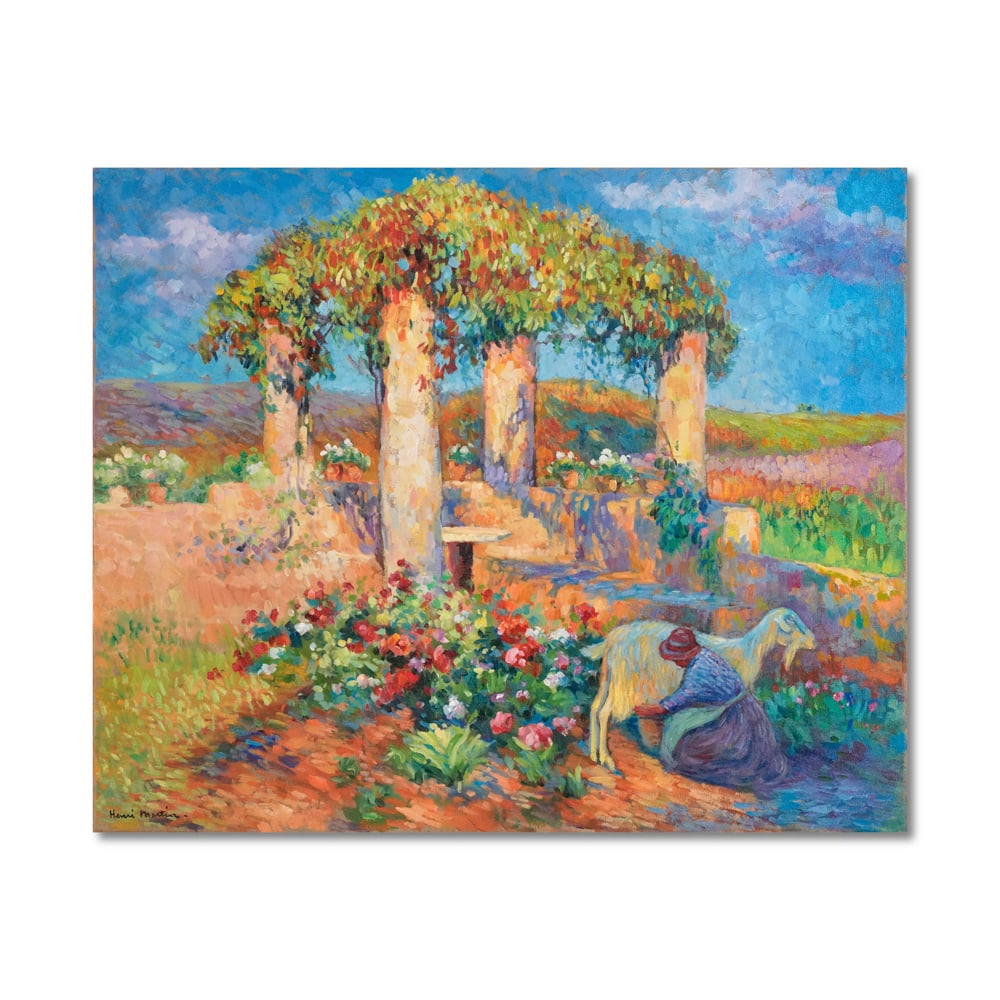 HENRI MARTIN (1860-1943), ATTRIBUTED TO, OIL ON CANVAS: Image Dimensions: 38 3/4 x 31 3/4 in (98.5 x 80.5 cm) Signed (lower left) This painting comes with COA. French painter Henri Martin (1860-1943) was a key figure bridging Symbolism and Neo-Impressionis