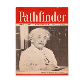 ALBERT EINSTEIN SIGNED "PATHFINDER" MAGAZINE, DECEMBER 12, 1945