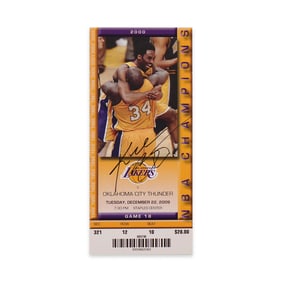 KOBE BRYANT SIGNED LAKERS COMMEMORATIVE GAME TICKET, DECEMBER 22, 2009