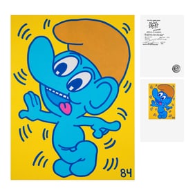 KEITH HARING (1958-1990), ATTRIBUTED TO, ACRYLIC ON CANVAS