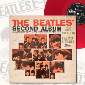 FULLY SIGNED BEATLES JAPANESE RED VINYL LP: THE BEATLES' SECOND ALBUM